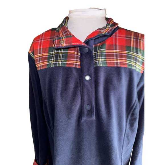 Crown and Ivy Navy Blue with Plaid 1/4 Zip Sweater Women Size 2X - Picture 5 of 16
